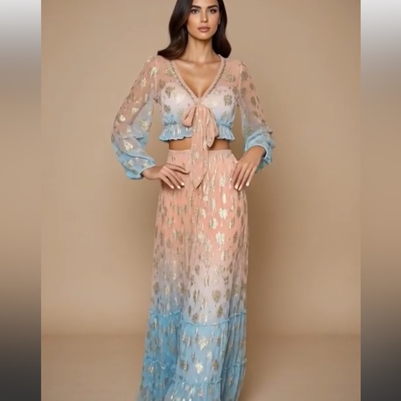 MILANO DIP DYED OMBRÉ 2pcs skirt set